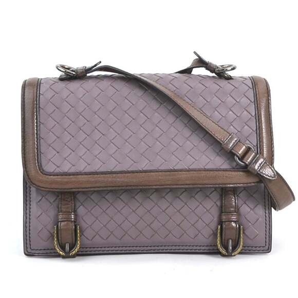 BOTTEGA VENETA Brown Leather Intrecciato Shoulder Bag